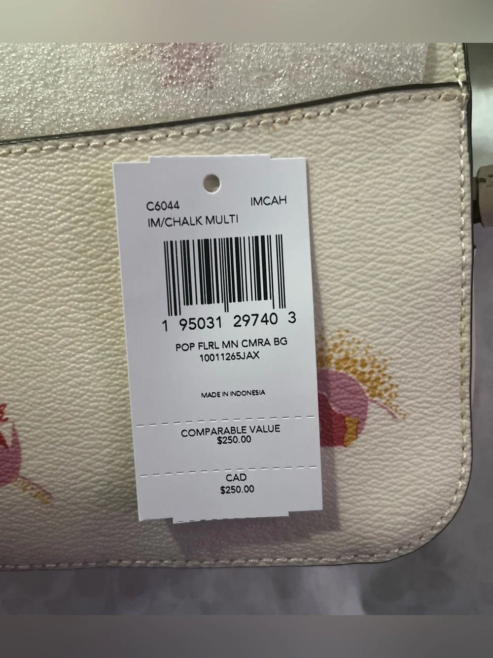Coach C6044 Pop Floral Mini Camera Bag Leather Chalk Multi